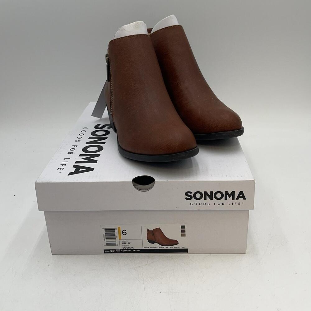 Sonoma Goods For Life Boots Womens Brown Ankle Wedge Zip Bootie New Sz 6